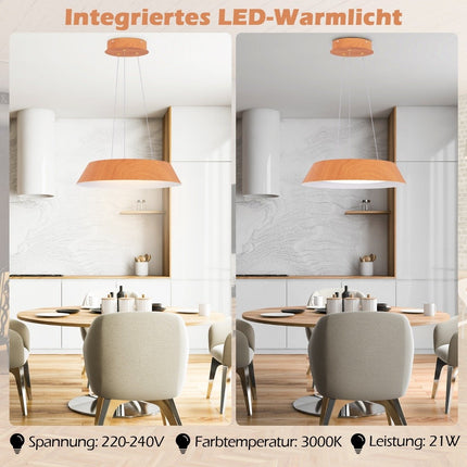 LED stropní svítidlo 21W, úsporná stropní lampa s kovovým rámem v dekoru dřeva, přírodní