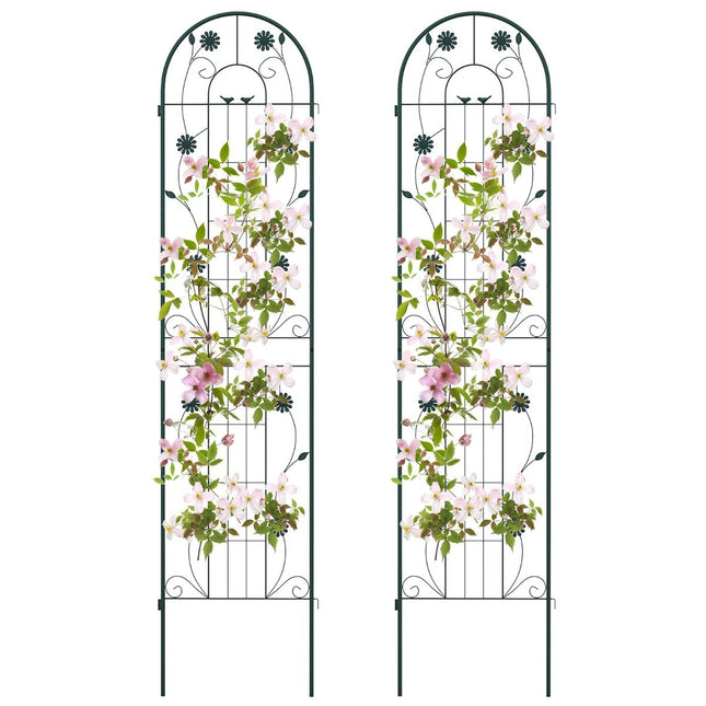 220 x 50 cm Set van 2 metalen trellis voor het bevestigen van decoratieve tuinhekken, vrijstaande trellis groen