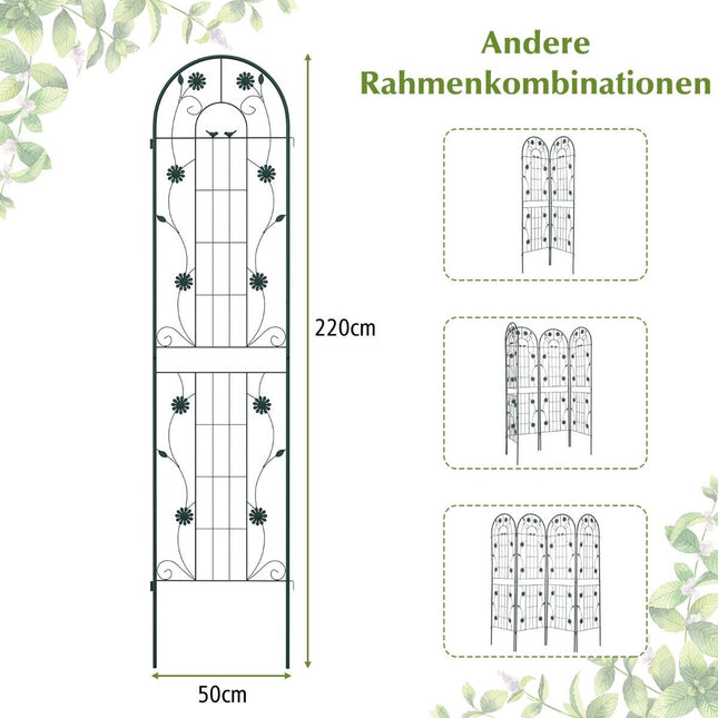 220 x 50 cm Set van 2 metalen trellis voor het bevestigen van decoratieve tuinhekken, vrijstaande trellis groen