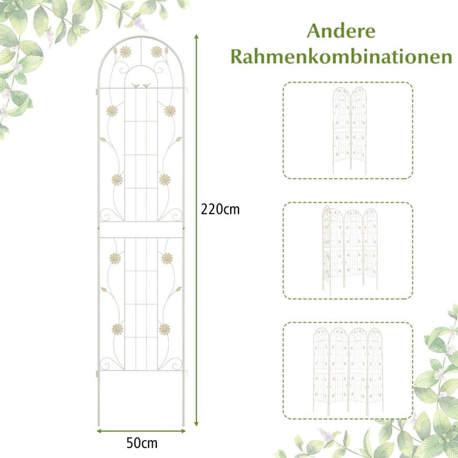 220 x 50 cm Set van 2 metalen trellis voor het bevestigen van decoratieve tuinhekken, vrijstaande trellis, wit