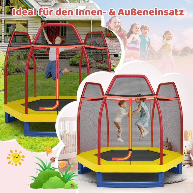Ø223cm garden trampoline with safety net indoor/outdoor trampoline for children orange