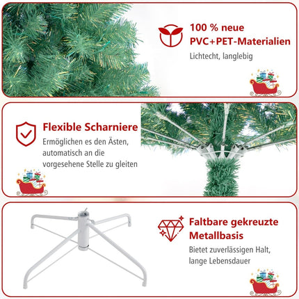 Umělý vánoční stromek 225 cm s LED osvětlením, zelený