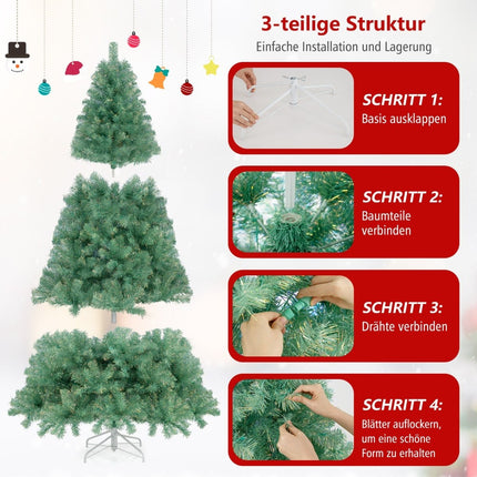 Umělý vánoční stromek 225 cm s LED osvětlením, zelený
