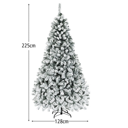 Umělý vánoční stromek 225cm se sněhem a teple bílým LED osvětlením