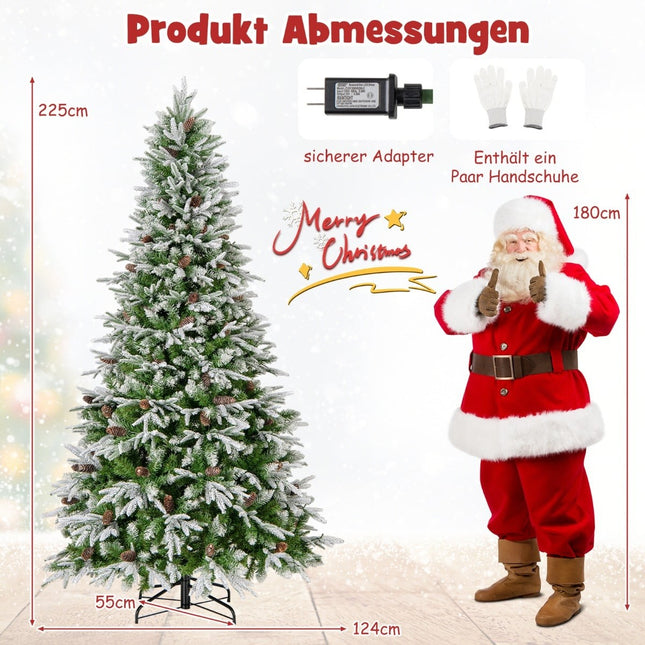 Zasněžený vánoční stromek 225 cm s LED osvětlením