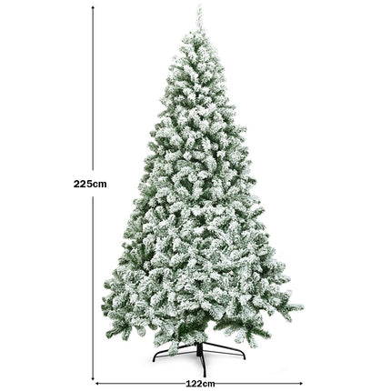 Zasněžený umělý vánoční stromek 225 cm s kovovým stojanem