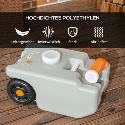 Portable 22L Rolling Wastewater Tank with Handle, Grey