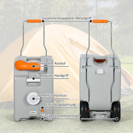 Portable 22L Rolling Wastewater Tank with Handle, Grey