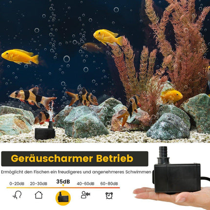 Mini akvarijní čerpadlo 22 W s výtlakem 2.2 m, kabelem 1.83 m a 3 tryskami, 900 L/h