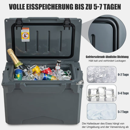 23L Portable Cooler with Opener & Handle – Gray