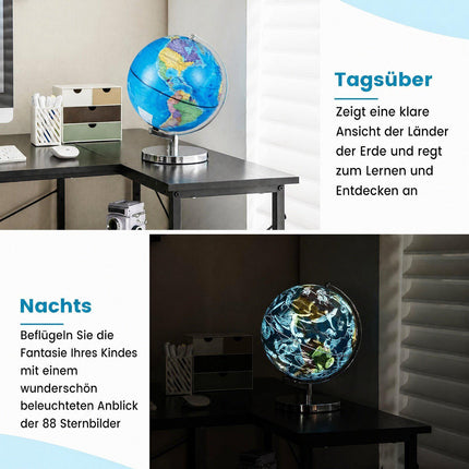23 cm Illuminated Globe with Metal Base & Constellation Map