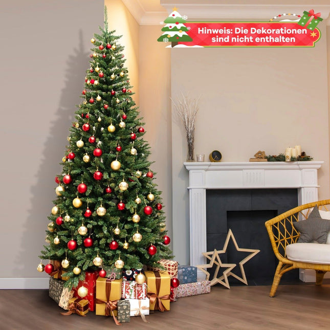 240 cm Kunstkerstboom met verlichting voor 270° hoek Kunstkerstboom voor thuis Groen