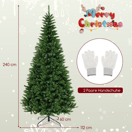 Umělý vánoční stromek 240 cm s osvětlením, rohový 270°, do domácnosti, zelený