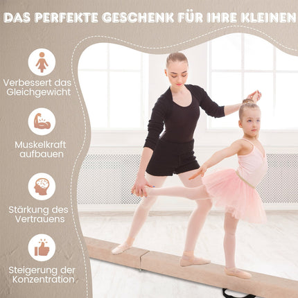 240 cm Folding Gymnastics Beam with Suede Cover, Brown
