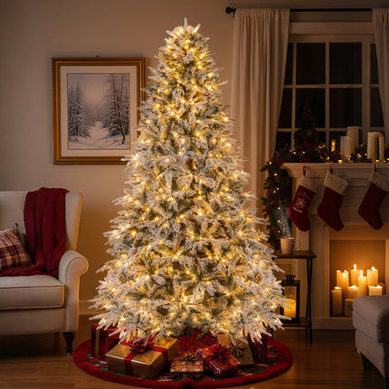 Zasněžený umělý vánoční stromek 240 cm, 460 LED