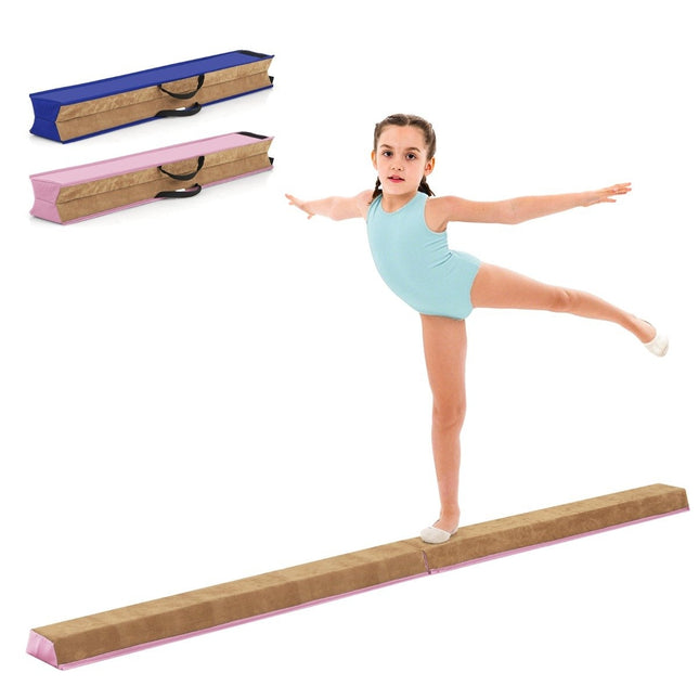 Dětská kladina 240 cm s madlem na přenášení a semišovým potahem, skládací, růžová