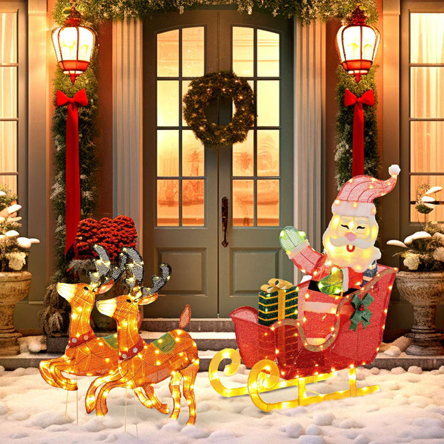 LED Santa sleigh with pure light, multi-colored, indoor/outdoor