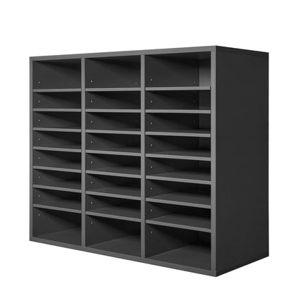 24-Compartment Literature Organizer, Adjustable Shelves, Grey