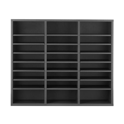 24-Compartment Literature Organizer, Adjustable Shelves, Grey