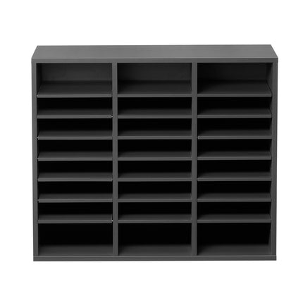 24-Compartment Literature Organizer, Adjustable Shelves, Grey