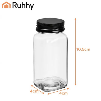 Sada 24 skleněných dóz na koření se štítky, 120ml