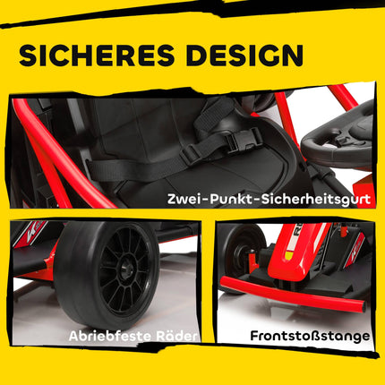 Elektrická motokára 24V pro drifty, pro děti 8-12 let, červená