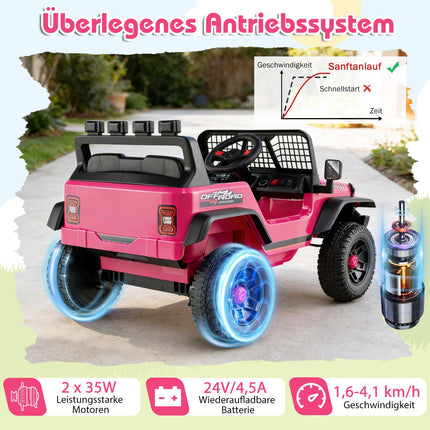 Dětské elektrické auto 24V s dálkovým ovládáním, hudbou a LED světly