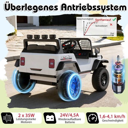 Dětské elektrické auto 24V s dálkovým ovládáním, hudbou a LED světly