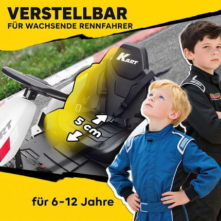 24V Electric Kids Go-Kart with Drift Function, Adjustable Seat