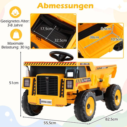 Dětské elektrické sklápěcí auto 24V s dálkovým ovládáním, žluté