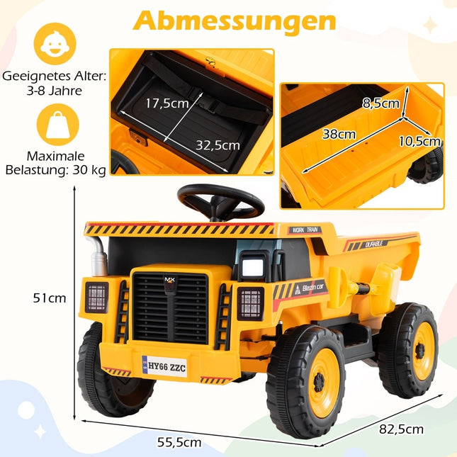 24V Kids Electric Dump Truck with Remote, Yellow