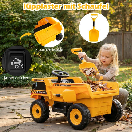Dětské elektrické sklápěcí auto 24V s dálkovým ovládáním, žluté