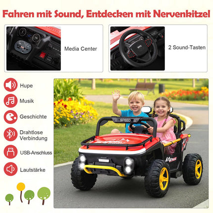 Dětský elektrický pick-up 24V pro 2 děti, dálkové ovládání, červený
