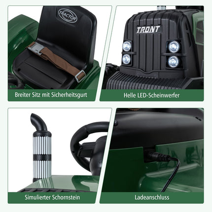 Dětský elektrický traktor 24V s odnímatelnou vlečkou a dálkovým ovládáním