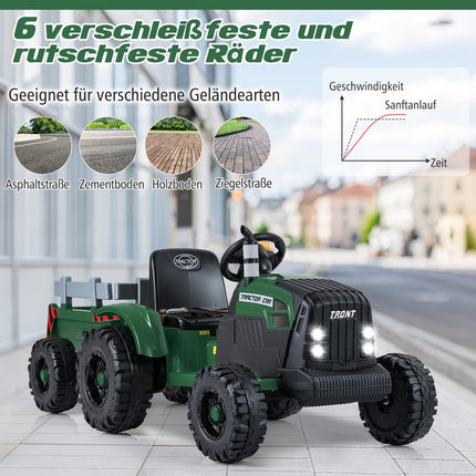 Dětský elektrický traktor 24V s odnímatelnou vlečkou a dálkovým ovládáním