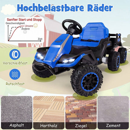 24V Kids' Electric Tractor with Remote Control, Blue