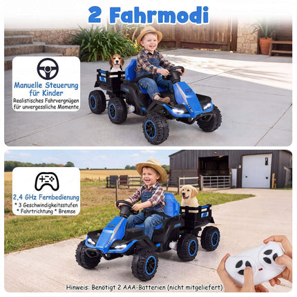 24V Kids' Electric Tractor with Remote Control, Blue