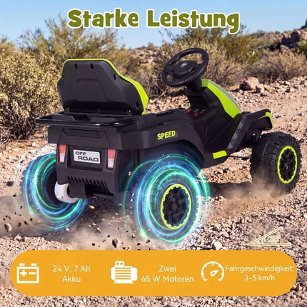 24V Kids Electric Tractor with Remote Control, Green