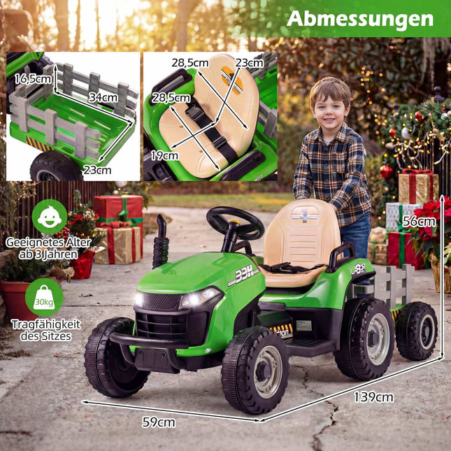 Dětský elektrický traktor 24V s vlečkou a dálkovým ovládáním