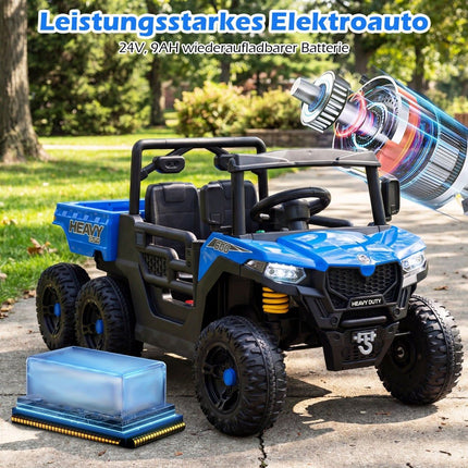 Dětské elektrické sklápěcí auto 24V s dálkovým ovládáním a LED světly