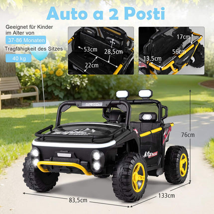 Dětský elektrický pick-up 24V pro 2 děti, dálkové ovládání, černý