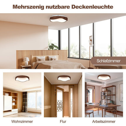 LED stropní svítidlo 24W, úsporná stropní lampa v dekoru dřeva, 41.5 x 10 cm