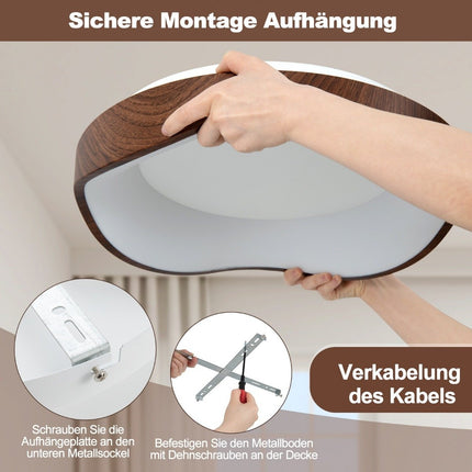 LED stropní svítidlo 24W, úsporná stropní lampa v dekoru dřeva, 41.5 x 10 cm