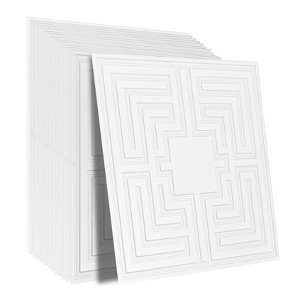 24x24 Drop Ceiling Tiles, PVC, White Echo, 12 Pack