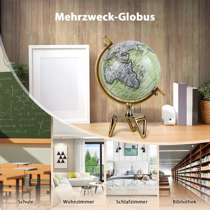 Starožitný glóbus Ø 25,5 cm s kovovou podstavou Otočný studentský glóbus Geografický glóbus Ø 25,5 cm