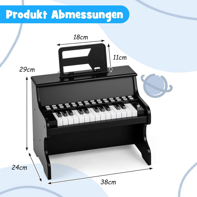 Dětské digitální piano s 25 klávesami, s nastavitelným tempem, černé