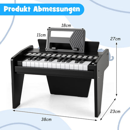 Dětské digitální piano s 25 klávesami – nastavitelné tempo, černé