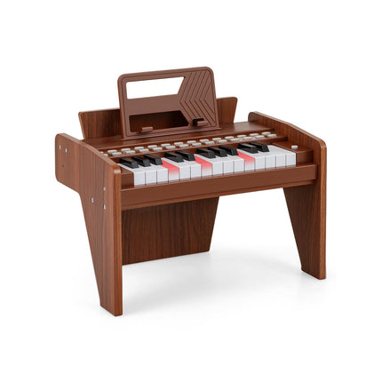 Dětské digitální piano s 25 klávesami – nastavitelné tempo, hnědé