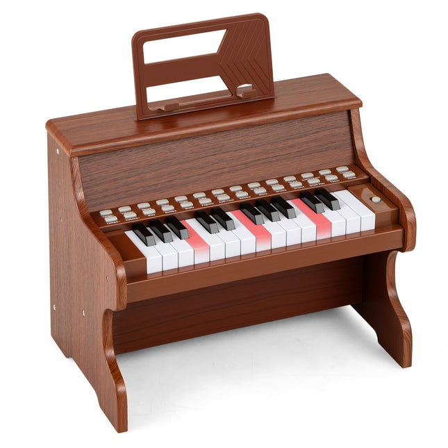 Dětské digitální piano s 25 klávesami, s nastavitelným tempem, hnědé