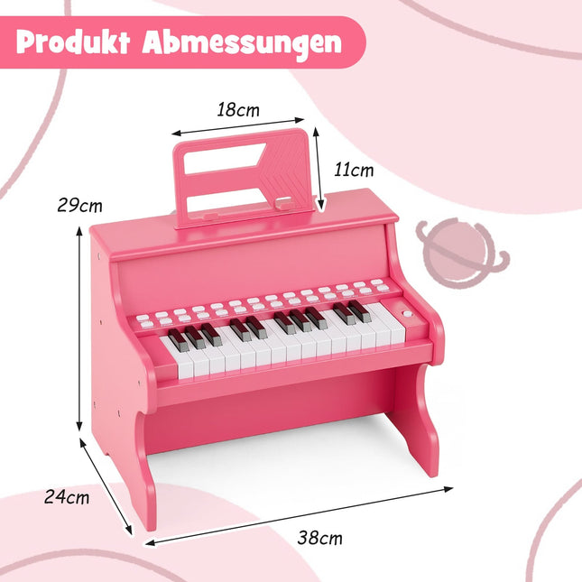Dětské digitální piano s 25 klávesami, s nastavitelným tempem, růžové